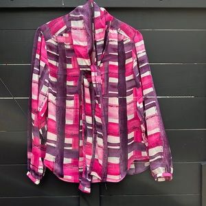 Essentials by A.B.S. Polyester Tie Blouse